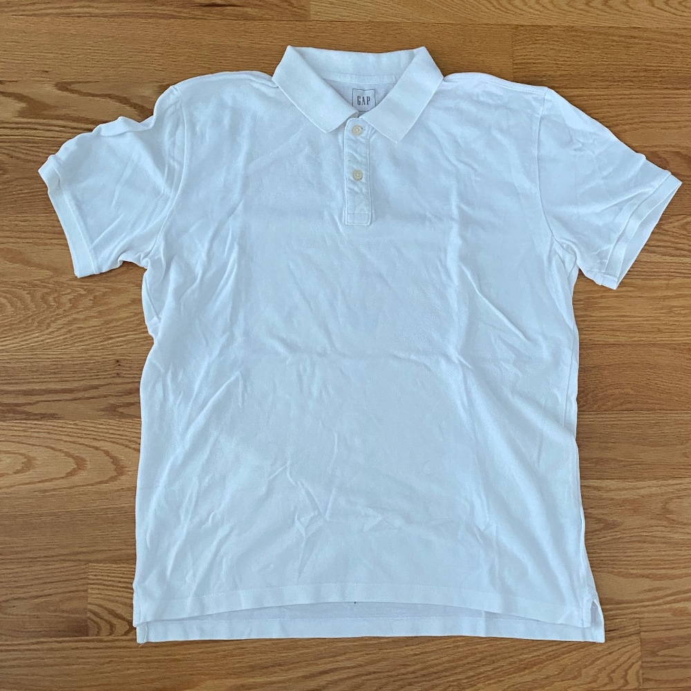 GAP Men's NWOT White Pique Polo (L) - Picture 1 of 6